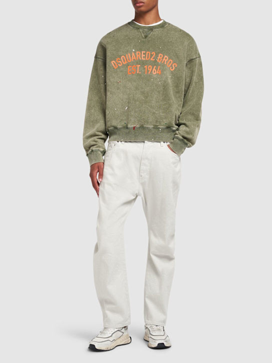 Dsquared2: Cypro fit crewneck sweatshirt - Military Green - men_1 | Luisa Via Roma