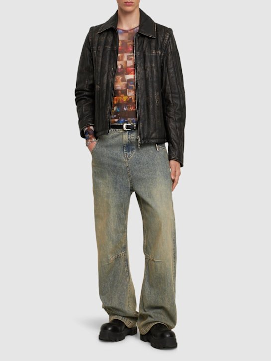 Diesel: Veste de motard en cuir usé Albert - men_1 | Luisa Via Roma