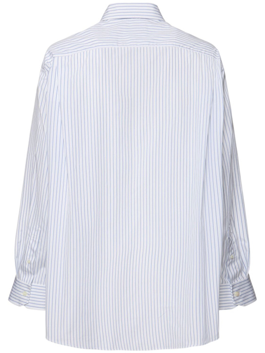 Hed Mayner: Striped cotton shirt - White/Blue - men_4 | Luisa Via Roma