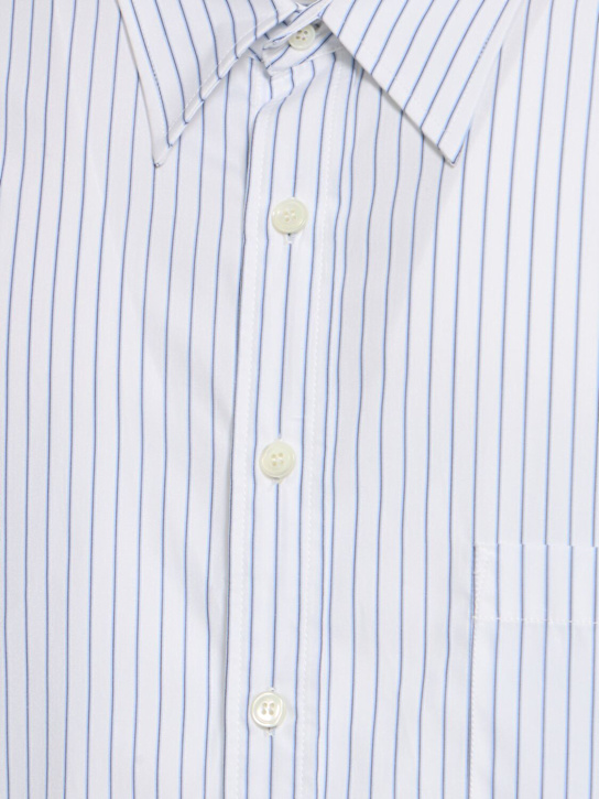 Hed Mayner: Striped cotton shirt - White/Blue - men_3 | Luisa Via Roma