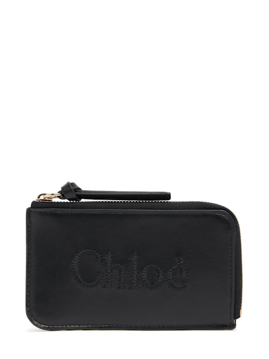 Chloé: Small Chlooè Sense leather zipped wallet - women_0 | Luisa Via Roma