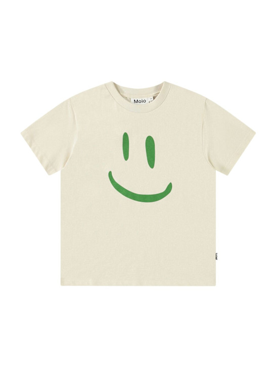 Molo: T-shirt in cotone organico con stampa - Bianco/Verde - kids-girls_0 | Luisa Via Roma