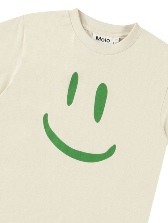 Molo: T-shirt in cotone organico con stampa - Bianco/Verde - kids-girls_1 | Luisa Via Roma