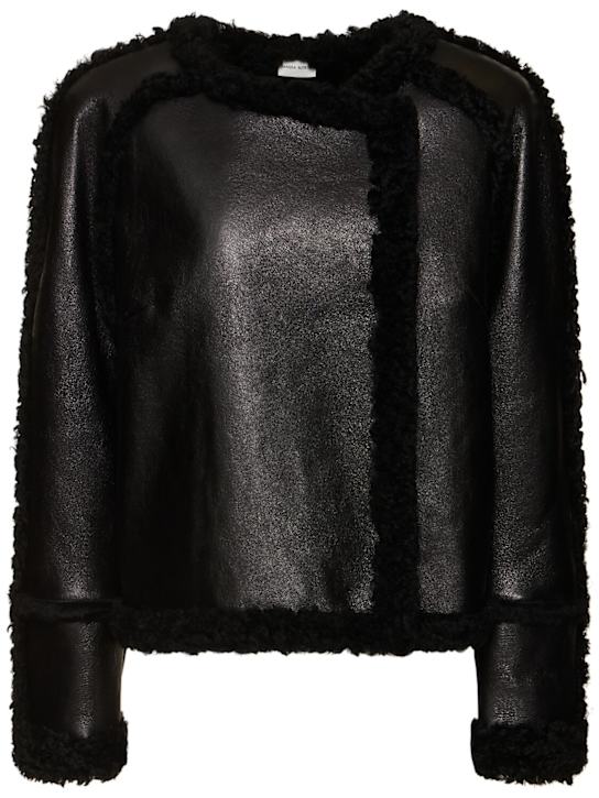 Magda Butrym: Giacca in pelle e shearling - Nero - women_0 | Luisa Via Roma