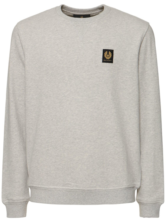 Belstaff: Logo cotton fleece crewneck sweatshirt - Grey - men_0 | Luisa Via Roma