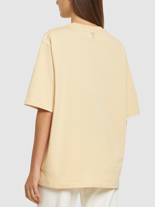 AMI Paris: Logo printed boxy cotton t-shirt - women_7 | Luisa Via Roma
