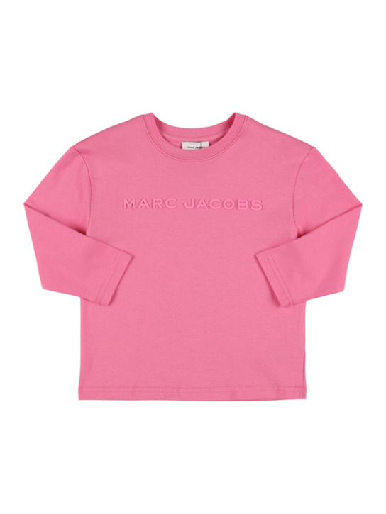 Marc Jacobs: T-shirt in jersey di cotone con logo - kids-girls_0 | Luisa Via Roma