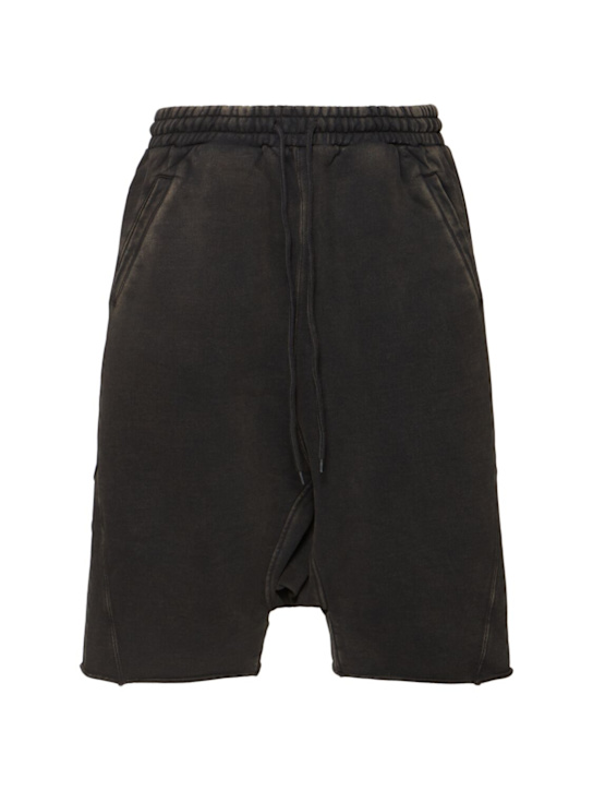 Entire Studios: Washed organic cotton drawstring shorts - Washed Black - men_0 | Luisa Via Roma