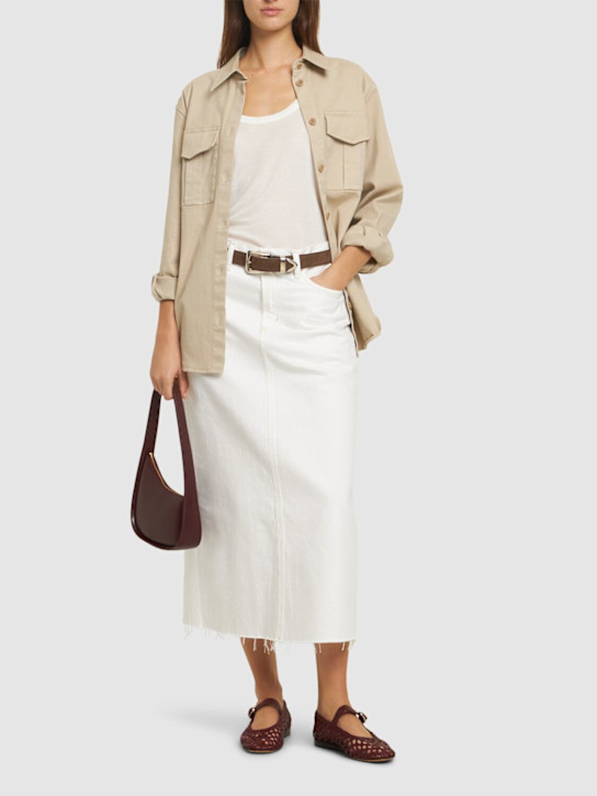 Agolde: Della cotton denim midi skirt - White - women_1 | Luisa Via Roma