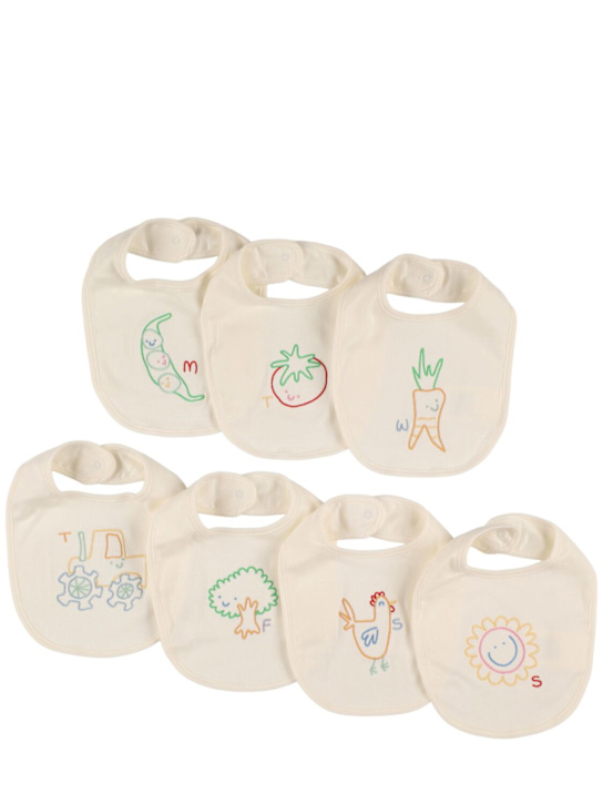 Stella McCartney Kids: Set di 7 bavaglini in jersey di cotone - Bianco - kids-girls_0 | Luisa Via Roma