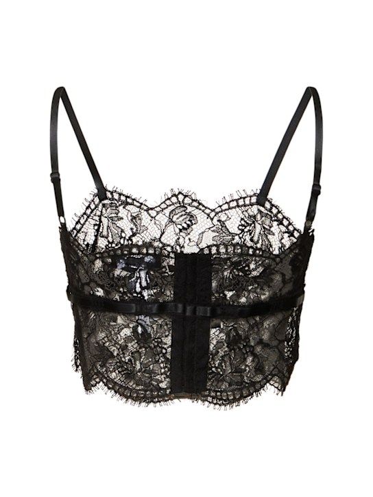 Dolce&Gabbana: Chantilly lace bralette top - Black - women_4 | Luisa Via Roma