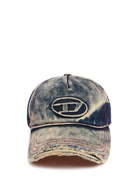 Diesel: C-Seymon washed cotton baseball cap - Blue/Beige - men_0 | Luisa Via Roma