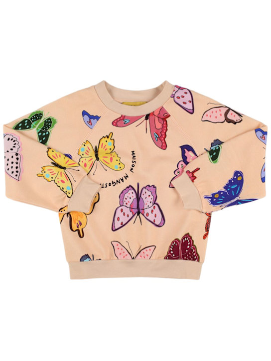 Maison Mangostan: コットンスウェットシャツ - ライトオレンジ - kids-girls_0 | Luisa Via Roma