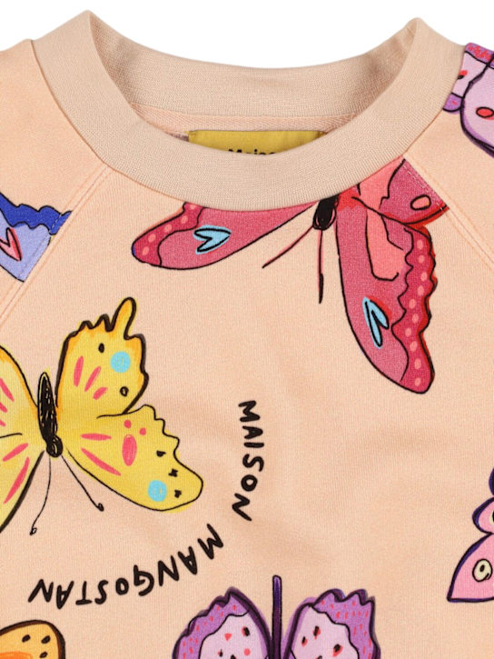 Maison Mangostan: コットンスウェットシャツ - ライトオレンジ - kids-girls_1 | Luisa Via Roma
