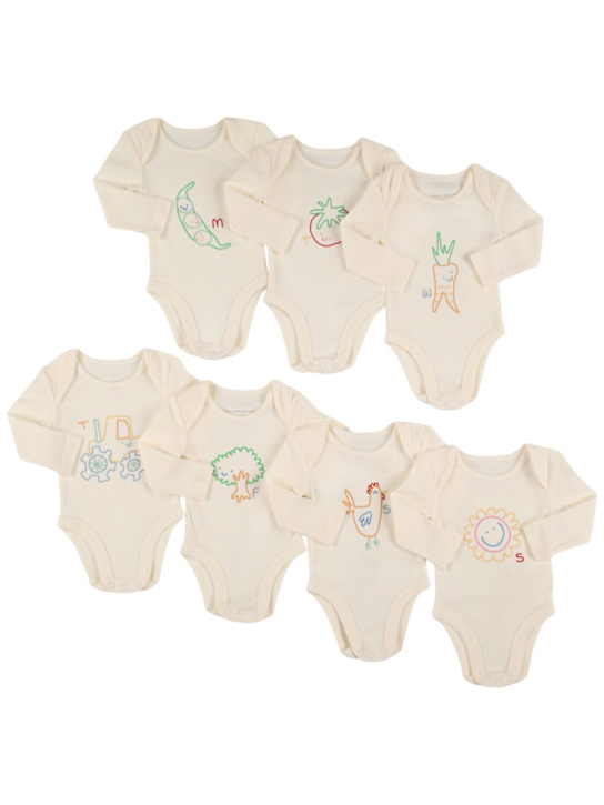 Stella McCartney Kids: Set di 7 tutine in jersey di cotone - Bianco - kids-boys_0 | Luisa Via Roma