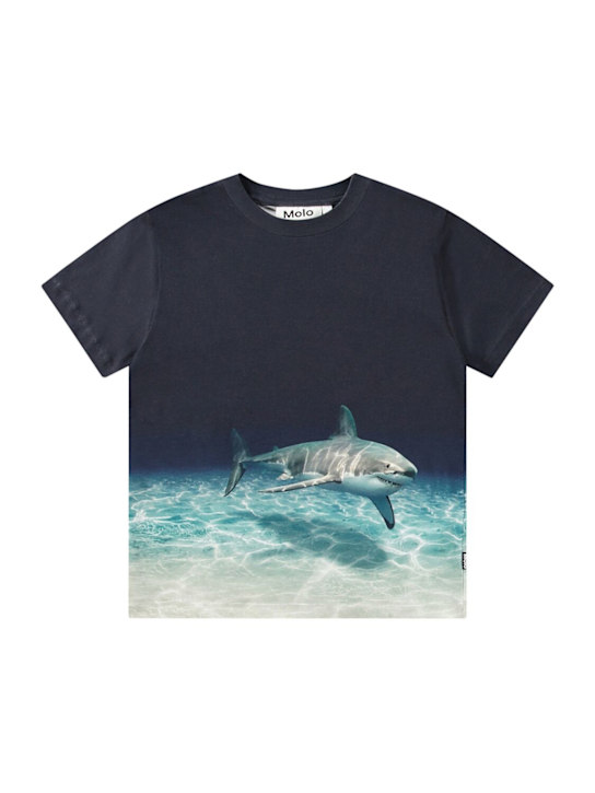 Molo: Printed organic cotton t-shirt - Blue/Green - kids-boys_0 | Luisa Via Roma