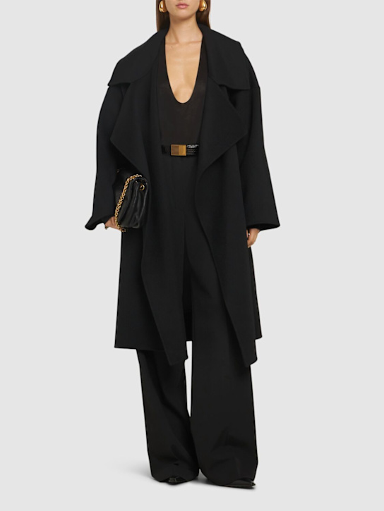 Michael Kors Collection: Oversize wrap clutch coat - Black - women_1 | Luisa Via Roma