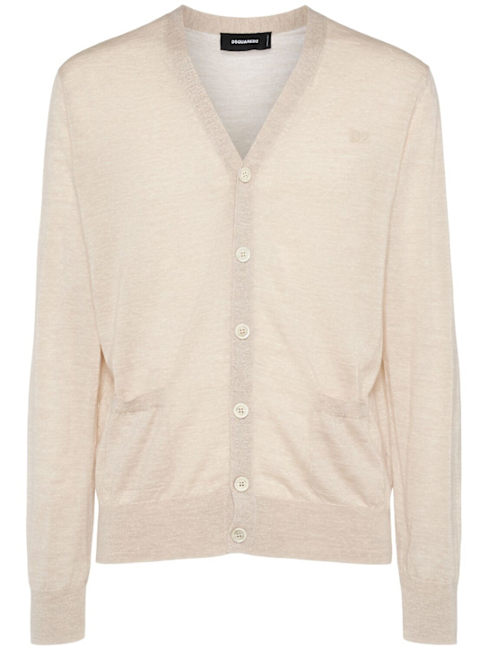 Dsquared2: Cárdigan de lana - Beige - men_0 | Luisa Via Roma