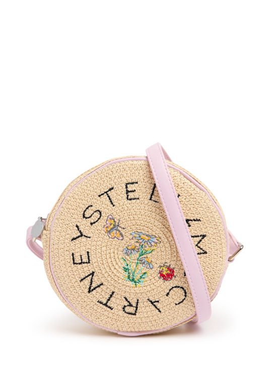 Stella McCartney Kids: Logo embroidered straw shoulder bag - Multicolor - kids-girls_0 | Luisa Via Roma