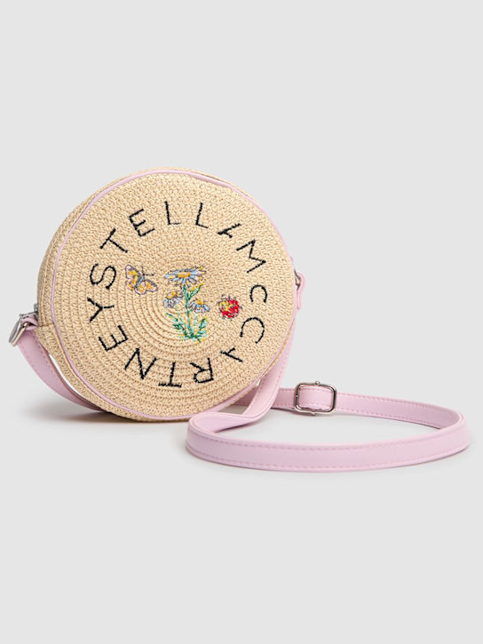 Stella McCartney Kids: Logo embroidered straw shoulder bag - Multicolor - kids-girls_1 | Luisa Via Roma