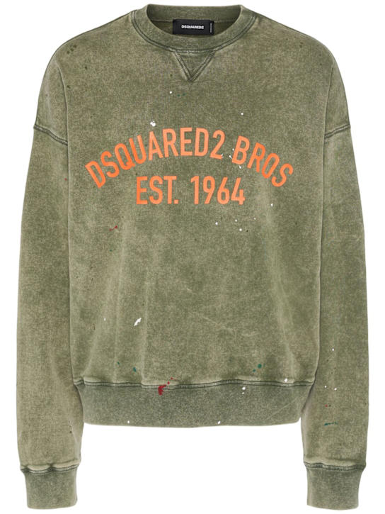 Dsquared2: Cypro fit crewneck sweatshirt - Military Green - men_0 | Luisa Via Roma
