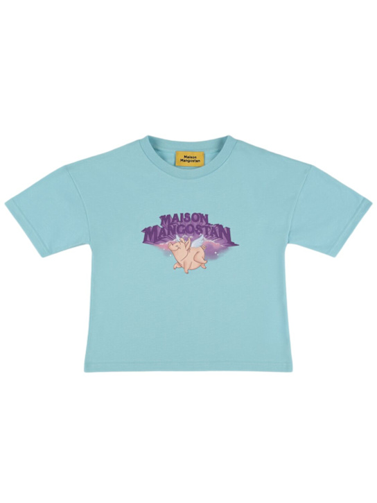 Maison Mangostan: オーガニックコットンTシャツ - ライトブルー - kids-boys_0 | Luisa Via Roma