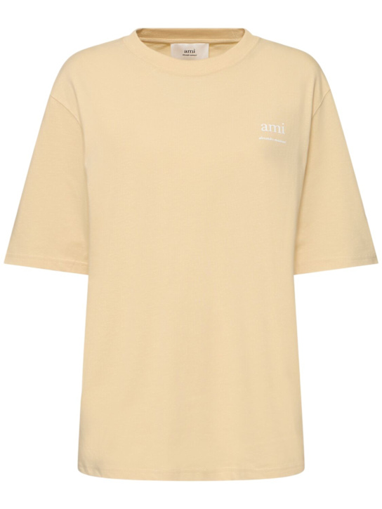 AMI Paris: Logo printed boxy cotton t-shirt - women_5 | Luisa Via Roma