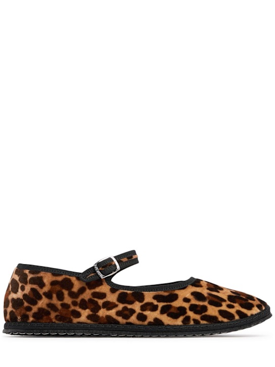 Vibi Venezia: 10mm Mary Jane Tiepolo velvet slippers - Leopard - women_0 | Luisa Via Roma