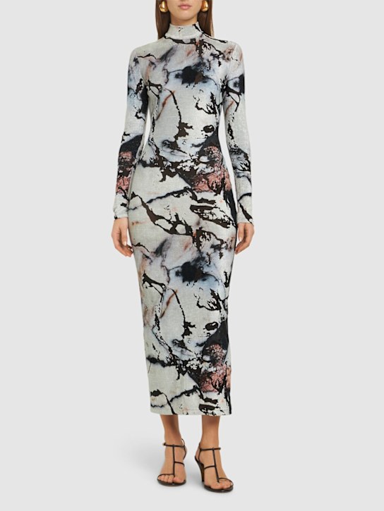 Roberto Cavalli: Marmo printed chenille dress - women_1 | Luisa Via Roma