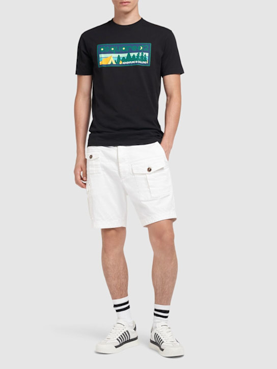 Dsquared2: Sexy stretch cotton cargo shorts - men_1 | Luisa Via Roma