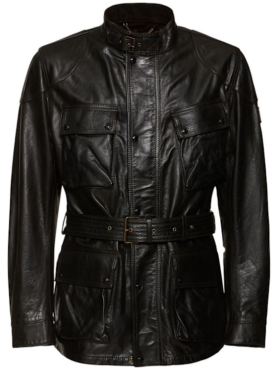 Belstaff: Trailmaster waxed leather jacket - men_0 | Luisa Via Roma