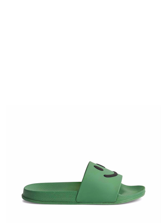 Molo: Embossed rubber slide sandals - Green - kids-boys_0 | Luisa Via Roma