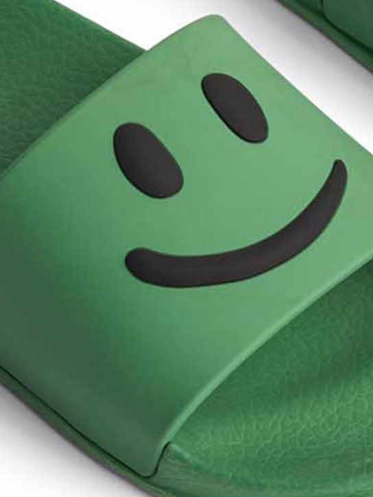 Molo: Embossed rubber slide sandals - Green - kids-boys_1 | Luisa Via Roma