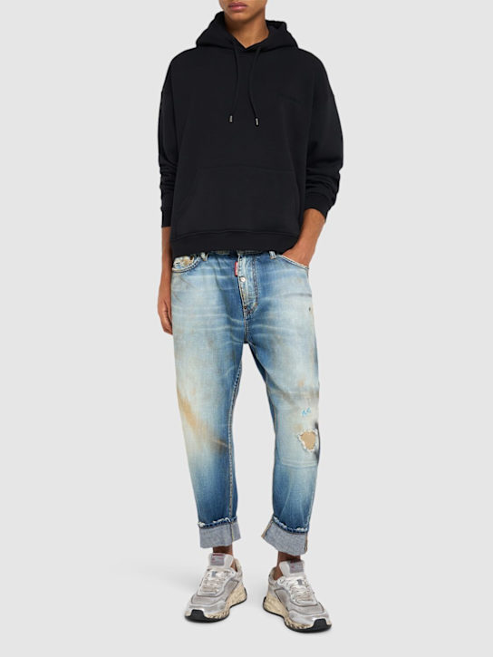 Dsquared2: Relax fit sweatshirt hoodie - Black - men_1 | Luisa Via Roma