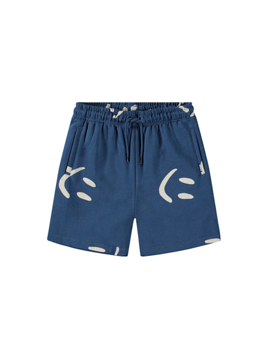 Molo: Printed cotton sweat shorts - Blue - kids-boys_0 | Luisa Via Roma