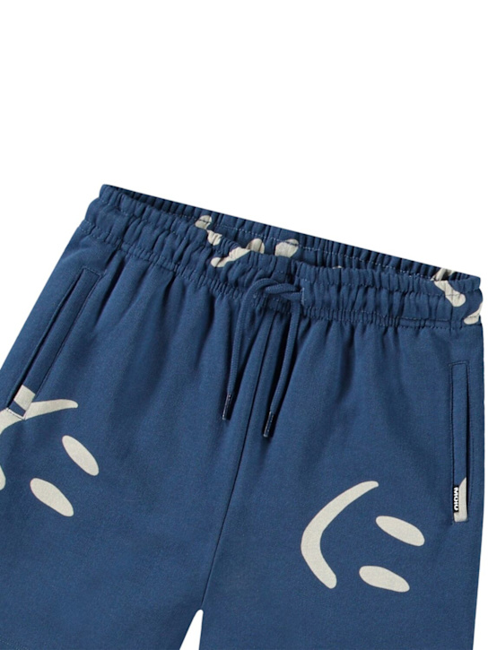 Molo: Printed cotton sweat shorts - Blue - kids-boys_1 | Luisa Via Roma