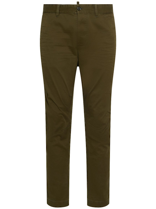 Dsquared2: Sexy stretch cotton chino pants - Military Green - men_0 | Luisa Via Roma