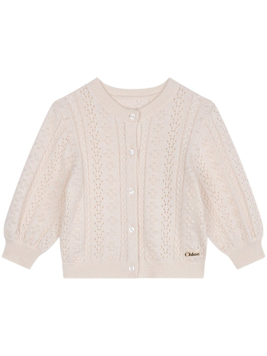 Chloé: Cardigan in maglia di misto cotone - kids-girls_0 | Luisa Via Roma