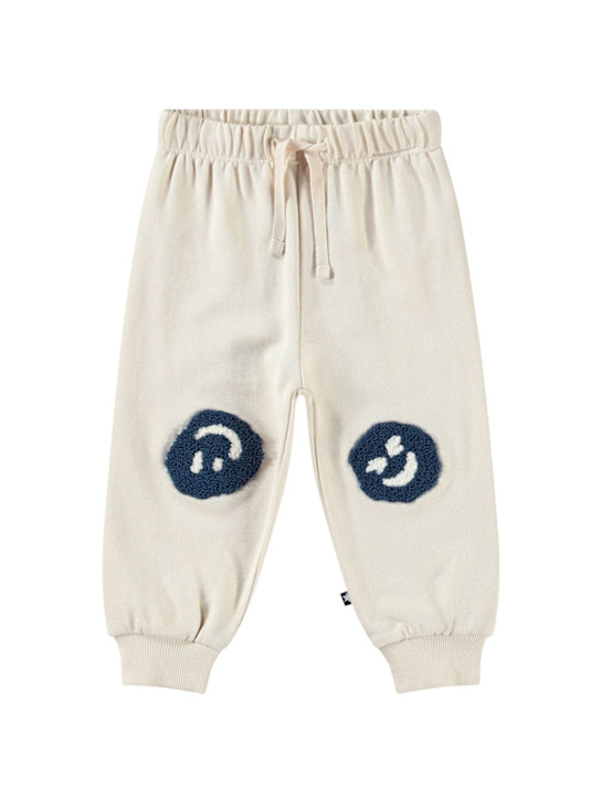 Molo: Organic cotton sweatpants - White/Blue - kids-boys_0 | Luisa Via Roma