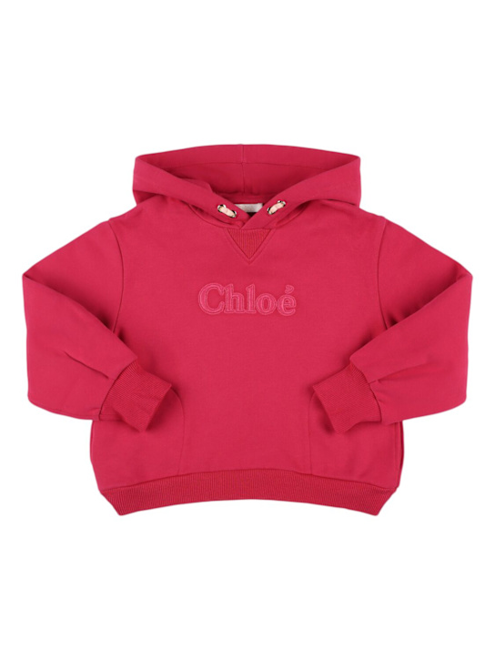 Chloé: Felpa in cotone con cappuccio - kids-girls_0 | Luisa Via Roma