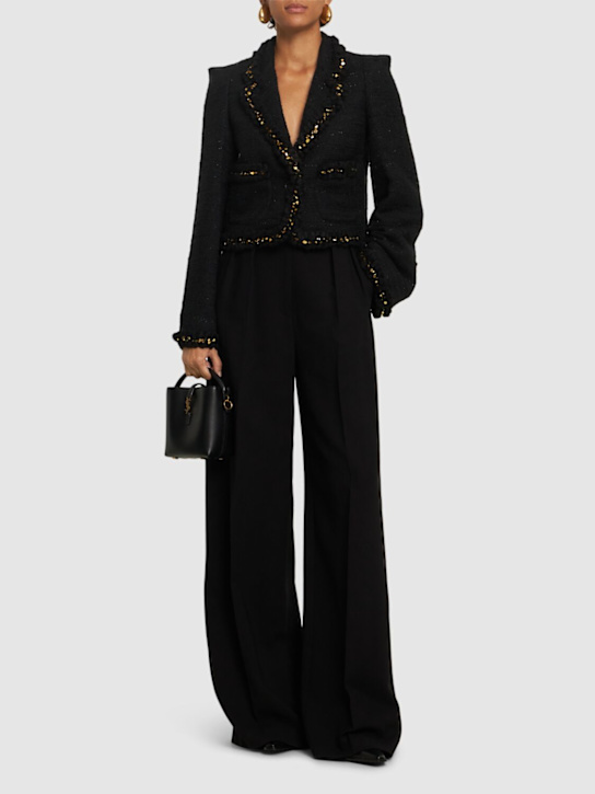 Elie Saab: Embroidered tweed cropped jacket - women_1 | Luisa Via Roma