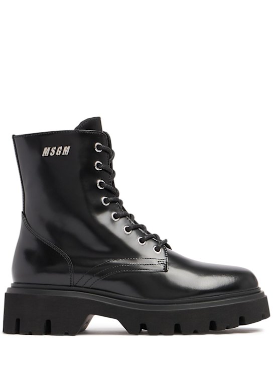 MSGM: 40mm Combat leather boots - women_0 | Luisa Via Roma