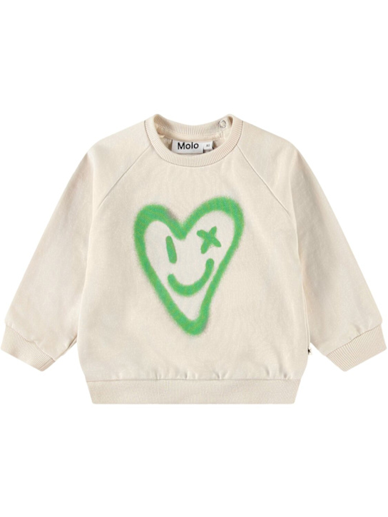 Molo: Biobaumwollsweatshirt - Weiß/Grün - kids-boys_0 | Luisa Via Roma