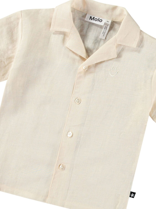 Molo: Linen & cotton muslin shirt - Off White - kids-boys_1 | Luisa Via Roma