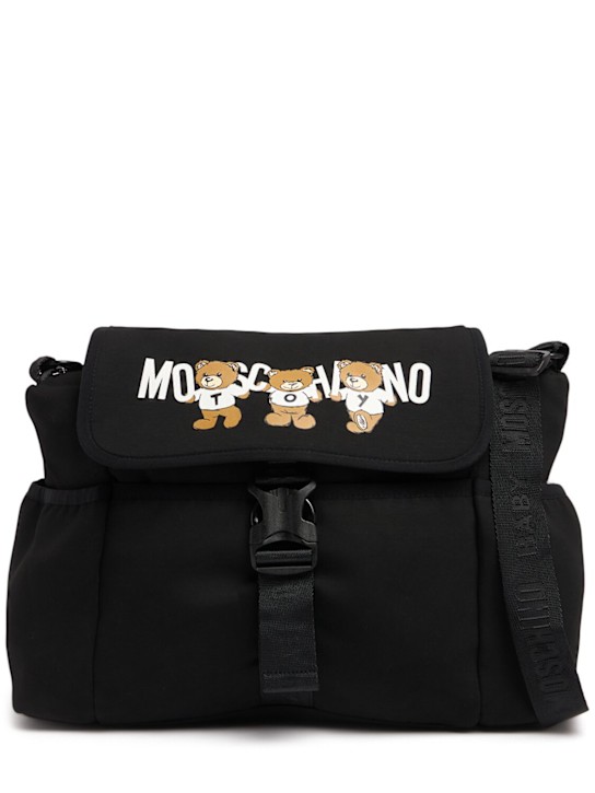 Moschino: Printed nylon changing bag w/ mat - kids-boys_0 | Luisa Via Roma