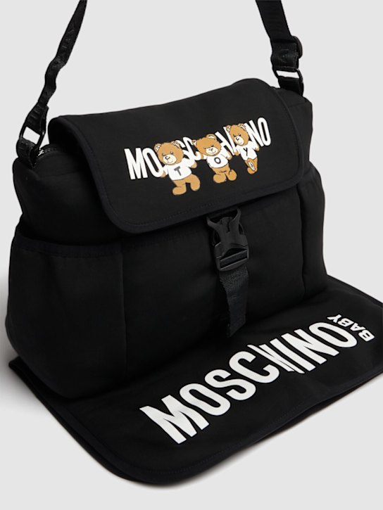 Moschino: Printed nylon changing bag w/ mat - kids-boys_1 | Luisa Via Roma