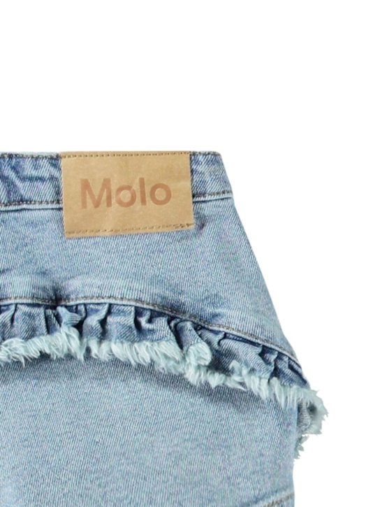 Molo: フリル付きコットンブレンドデニムショートパンツ - kids-girls_1 | Luisa Via Roma
