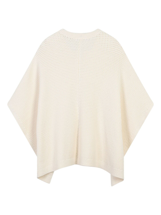 Chloé: コットン＆ウールニットケープ - オフホワイト - kids-girls_1 | Luisa Via Roma