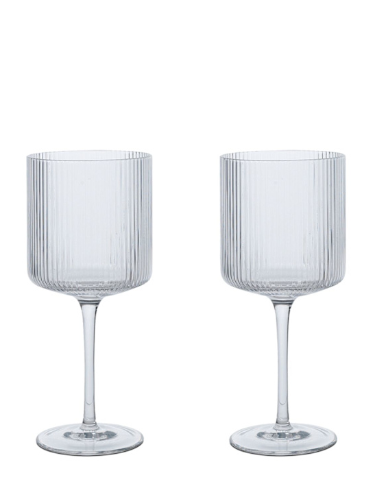 Ferm Living: Set of 2 Ripple red wine glasses - Transparent - ecraft_0 | Luisa Via Roma