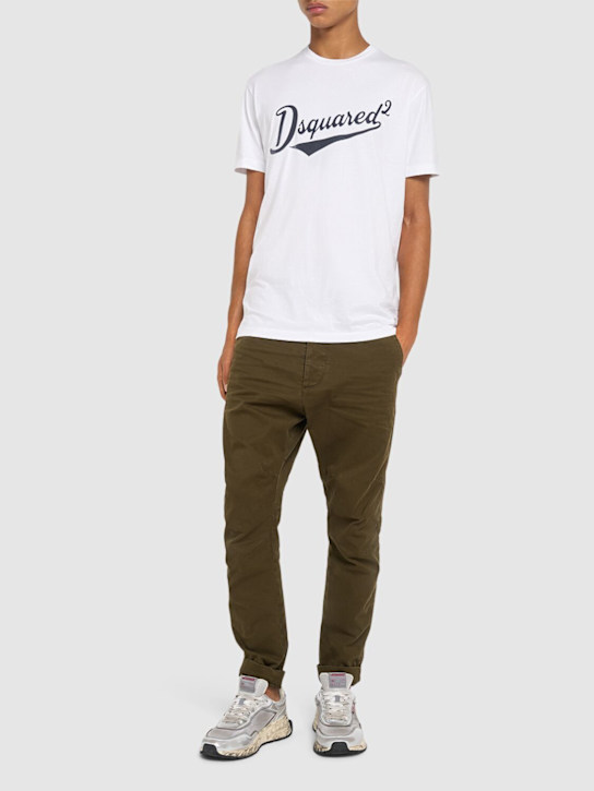 Dsquared2: Sexy stretch cotton chino pants - Military Green - men_1 | Luisa Via Roma